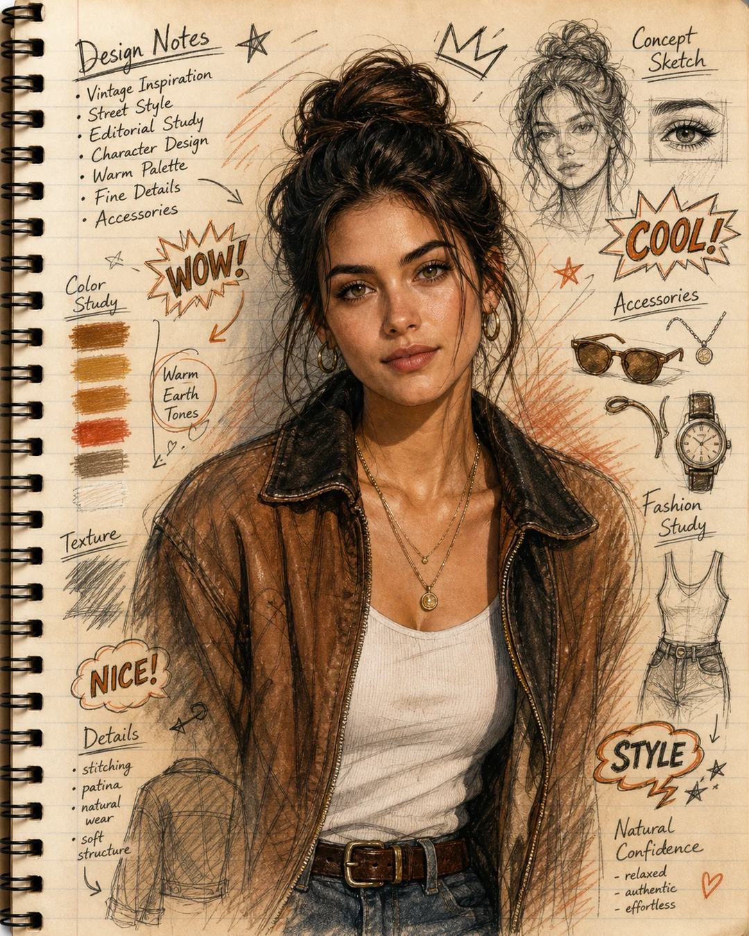 Mixed-Media Sketchbook Fashion Illustration Prompt, image 3