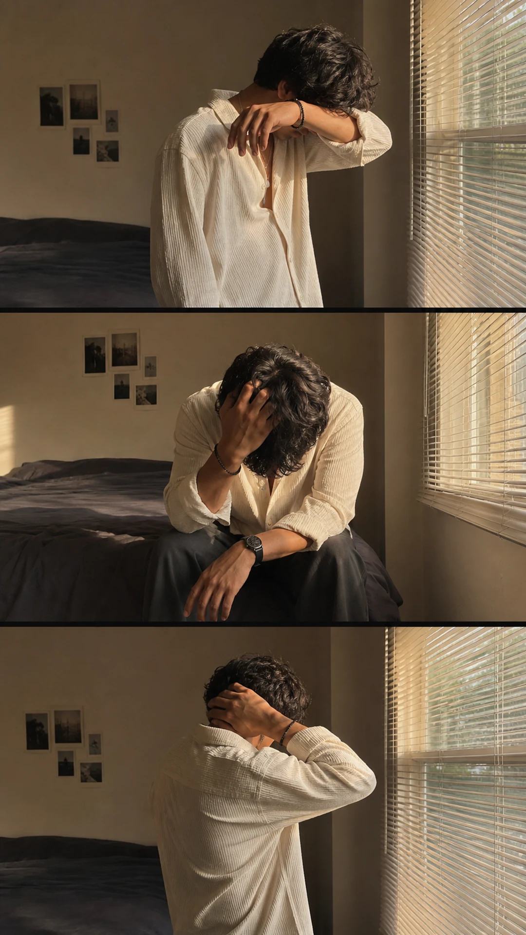Three-Frame Moody Bedroom Fashion Triptych Prompt, image 2