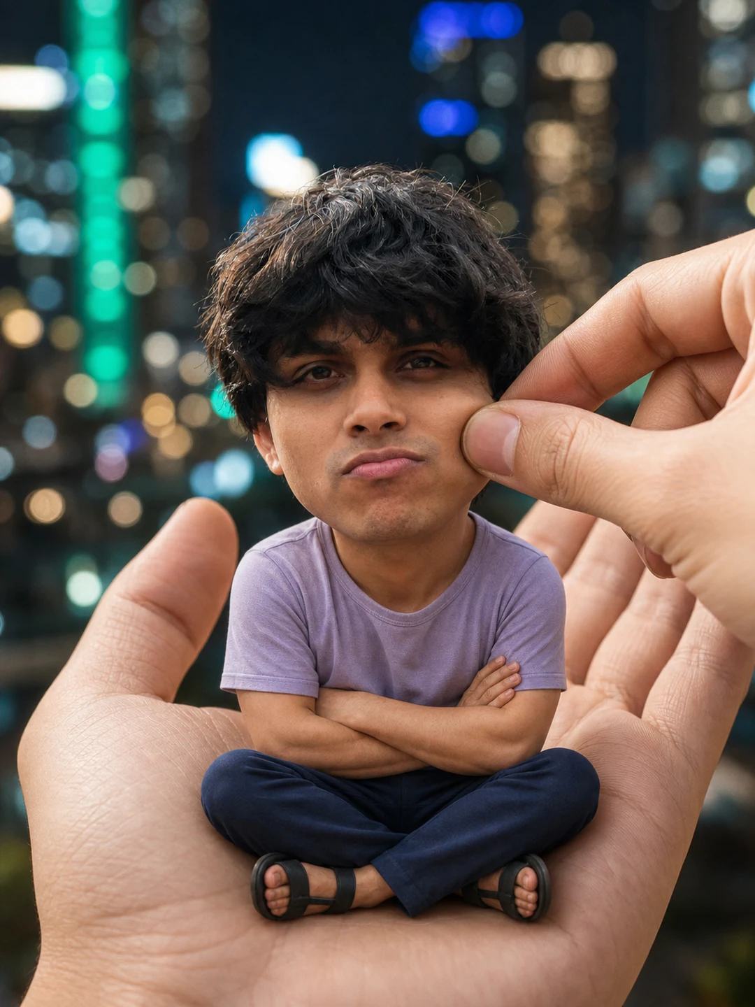 Big-Head Miniature Hand Portrait AI Photo Prompt — image 4
