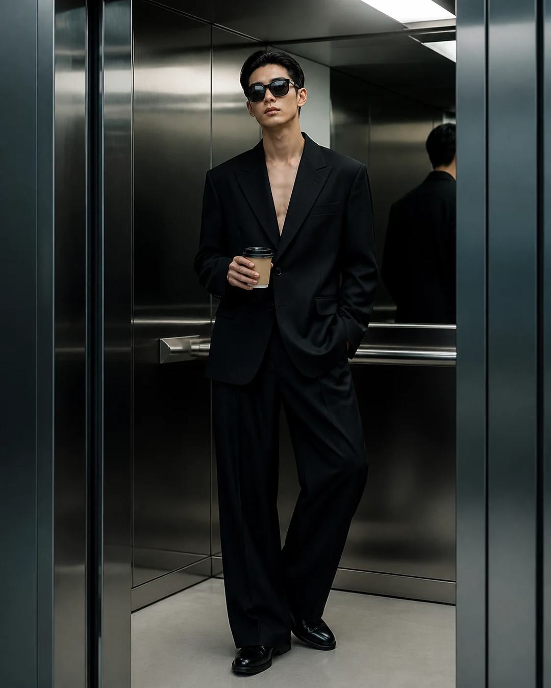 Luxury Elevator Black Suit Fashion Photo Prompt — image 4