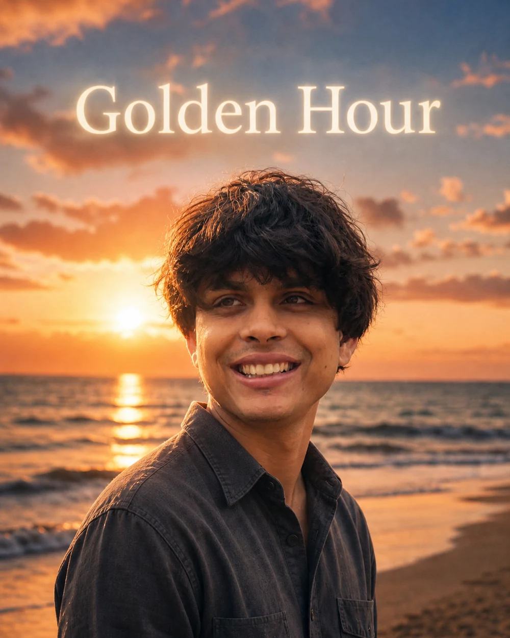 Golden Hour Glow Text Overlay Photo Editing Prompt, image 2