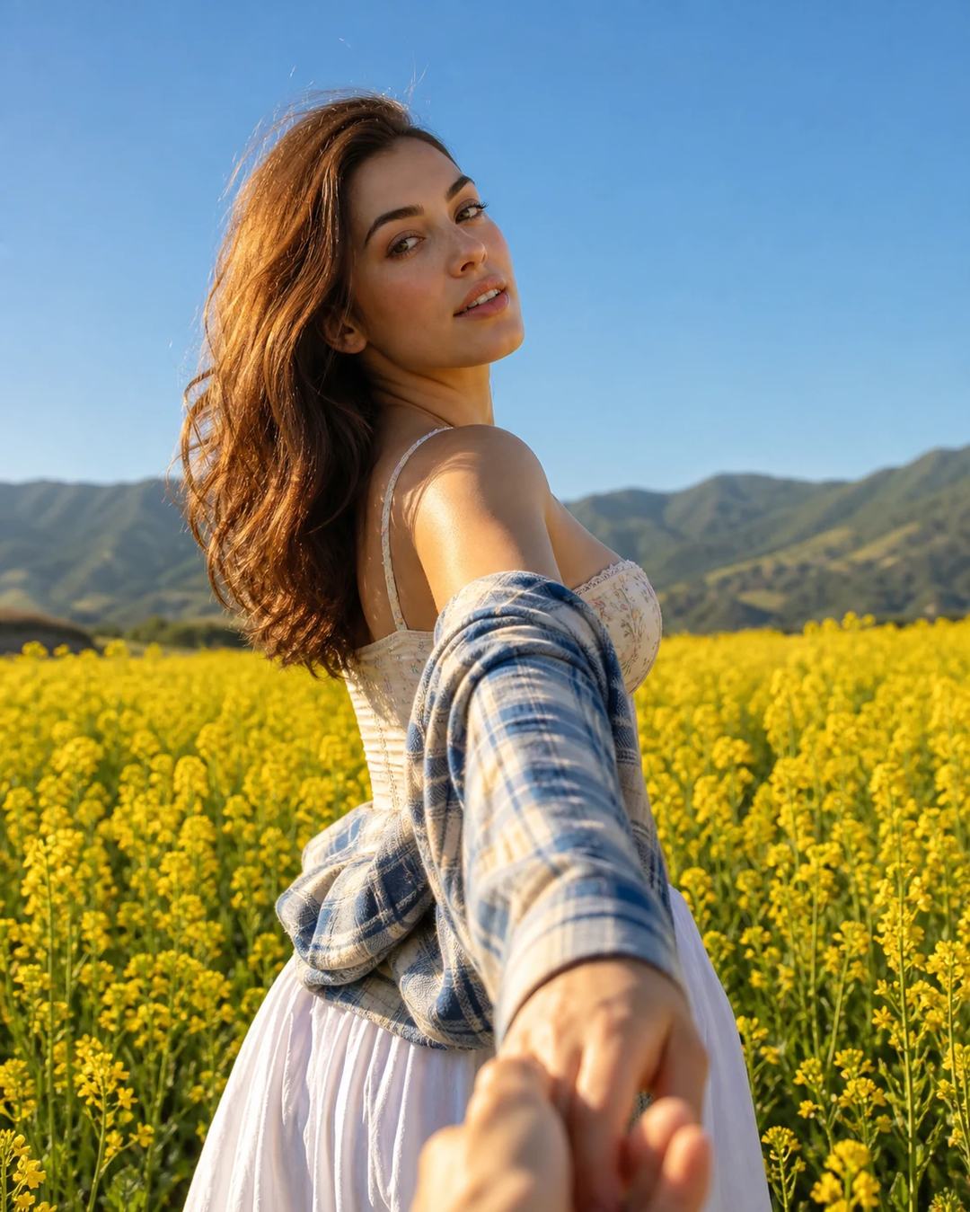 Rapeseed Field Cinematic Editorial Portrait Prompt, image 2