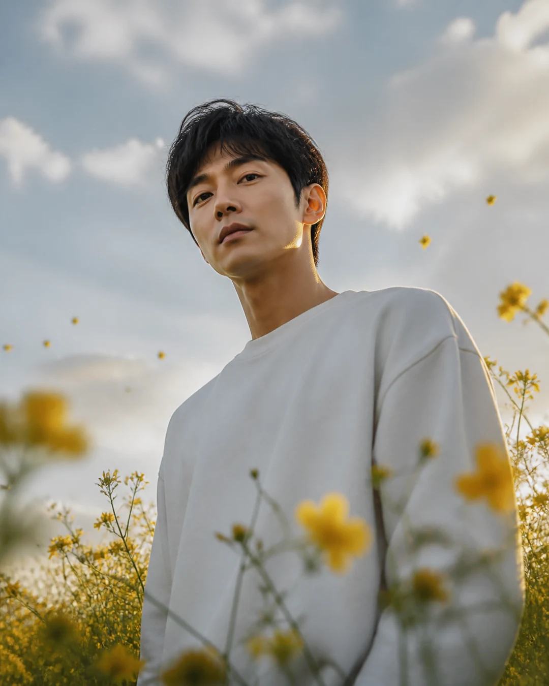 Wildflower Low-Angle Cinematic Portrait Prompt, image 4
