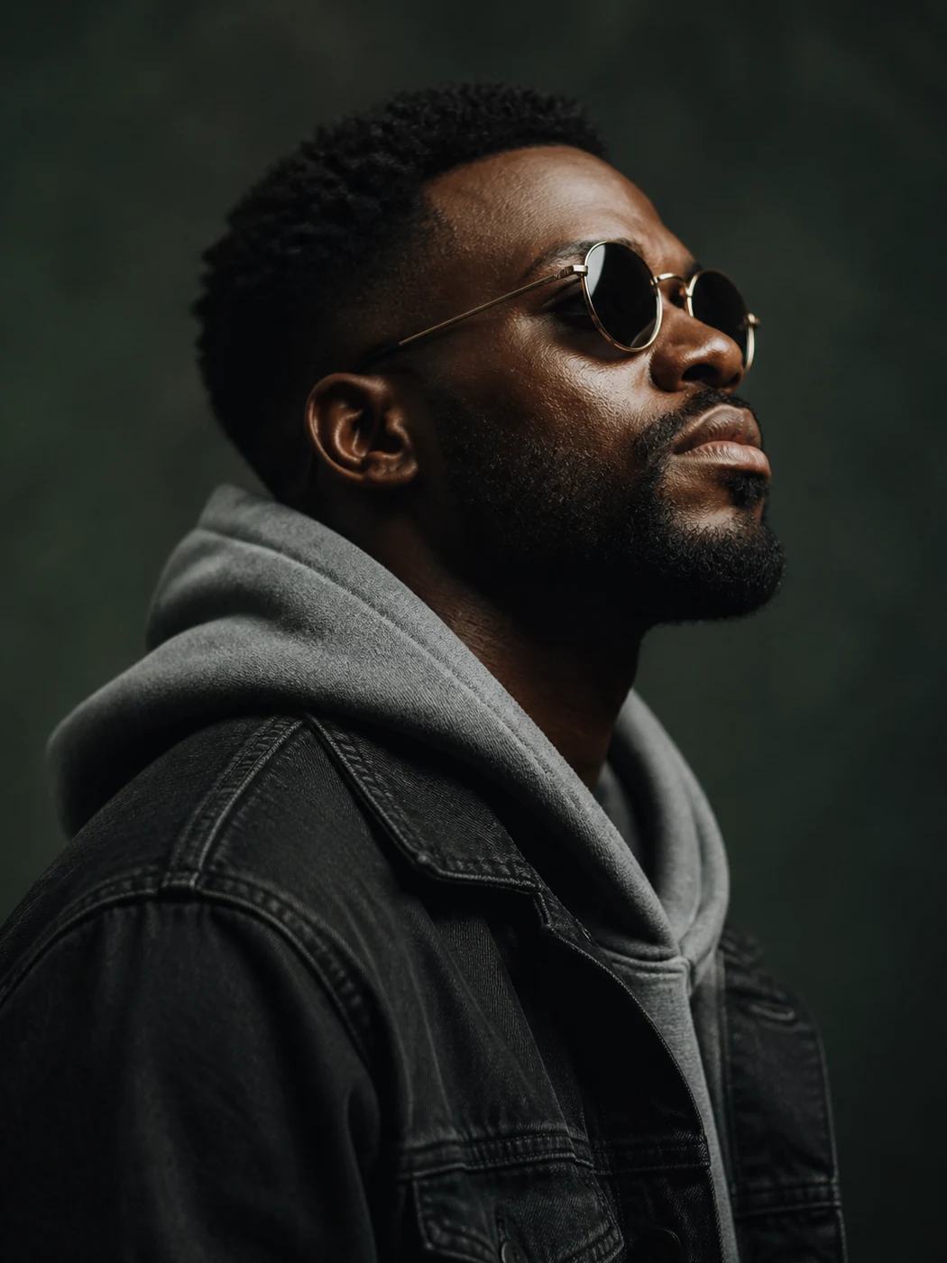 Cinematic Side Profile Vintage Sunglasses Photo Prompt, image 3