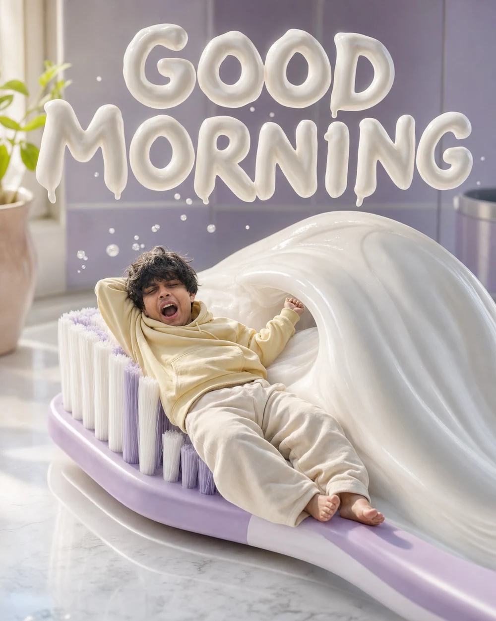Tiny Sleepy Man Toothbrush Good Morning Photo Prompt — image 4