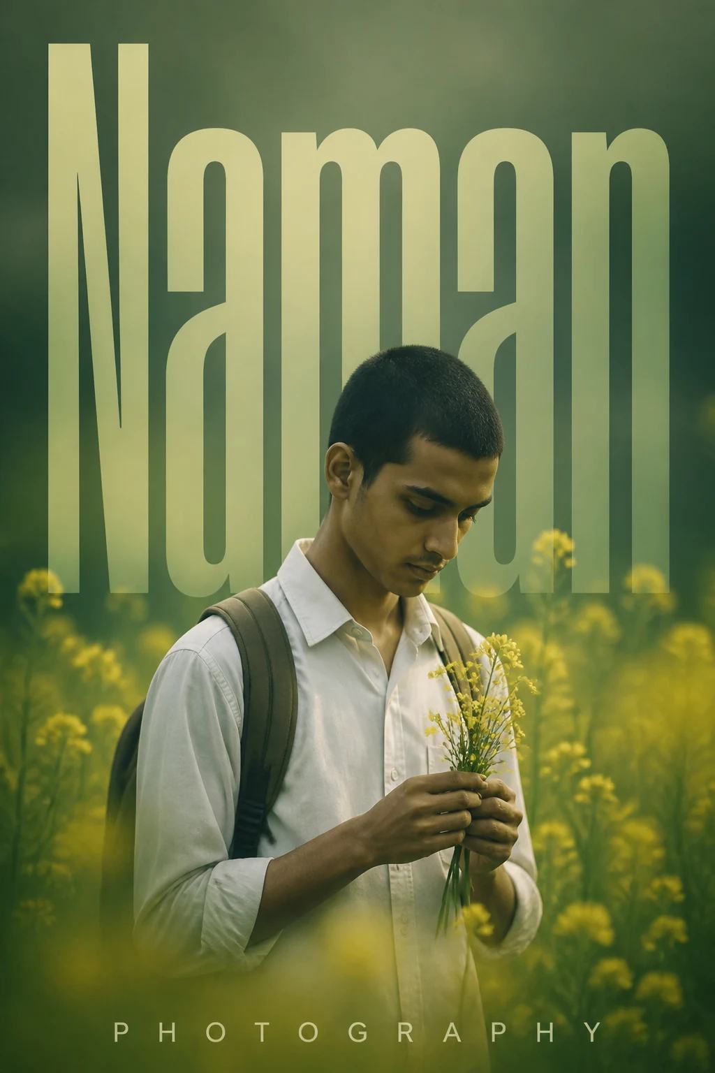 Naman Flower Field Cinematic Portrait Poster Prompt, image 3