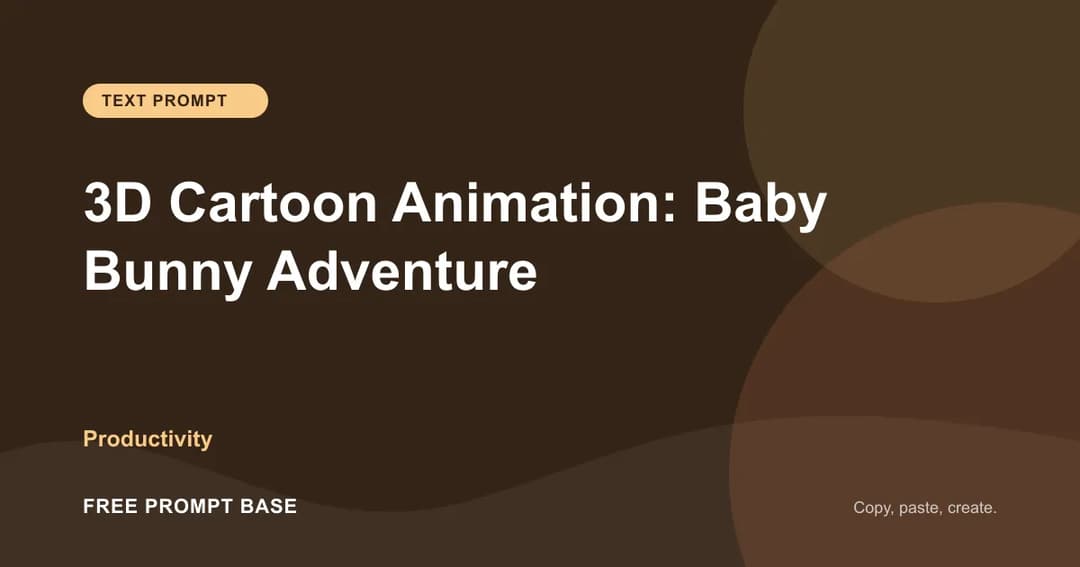 3D Cartoon Animation: Baby Bunny Adventure AI prompt cover
