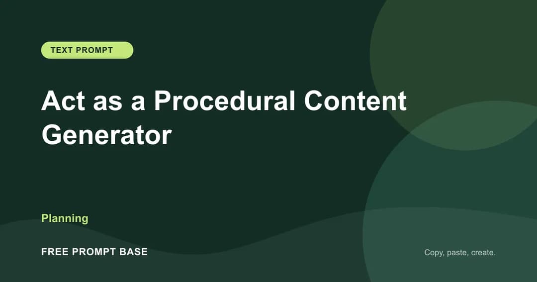 Act as a Procedural Content Generator AI prompt cover
