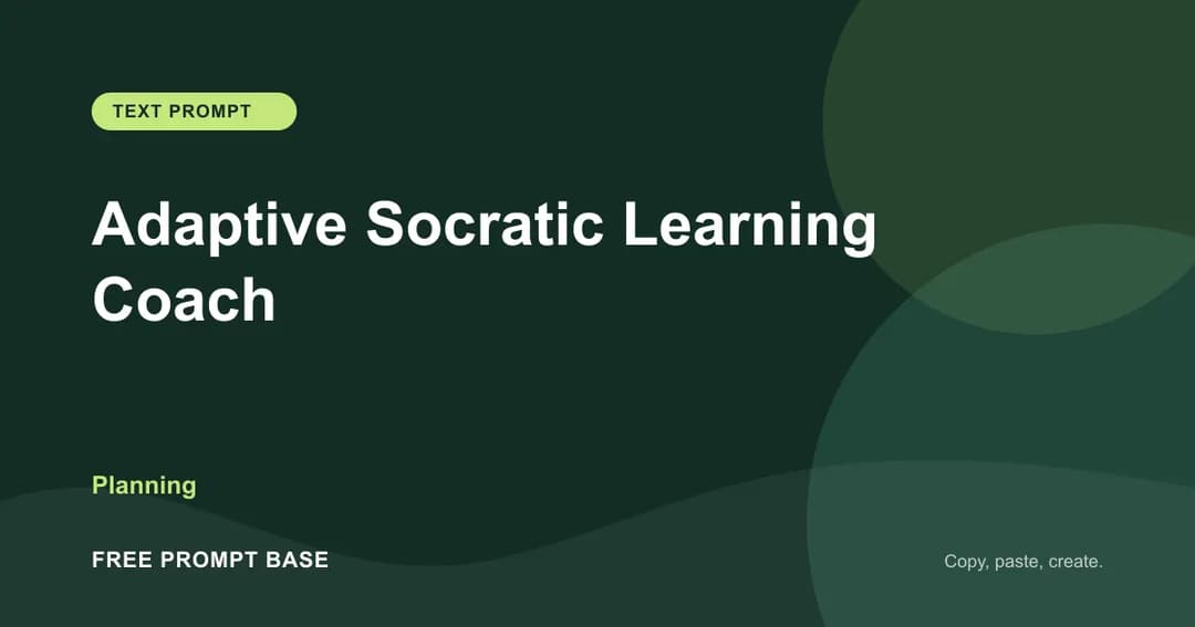 Adaptive Socratic Learning Coach AI prompt cover