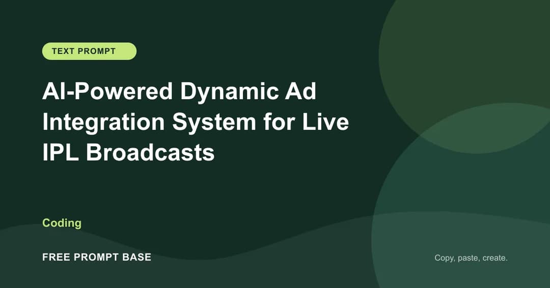 AI-Powered Dynamic Ad Integration System for Live IPL Broadcasts AI prompt cover