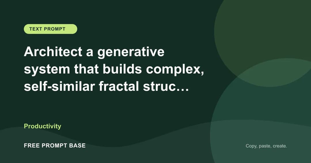 Architect a generative system that builds complex, self-similar fractal structures made entirely of light points (particles). AI prompt cover