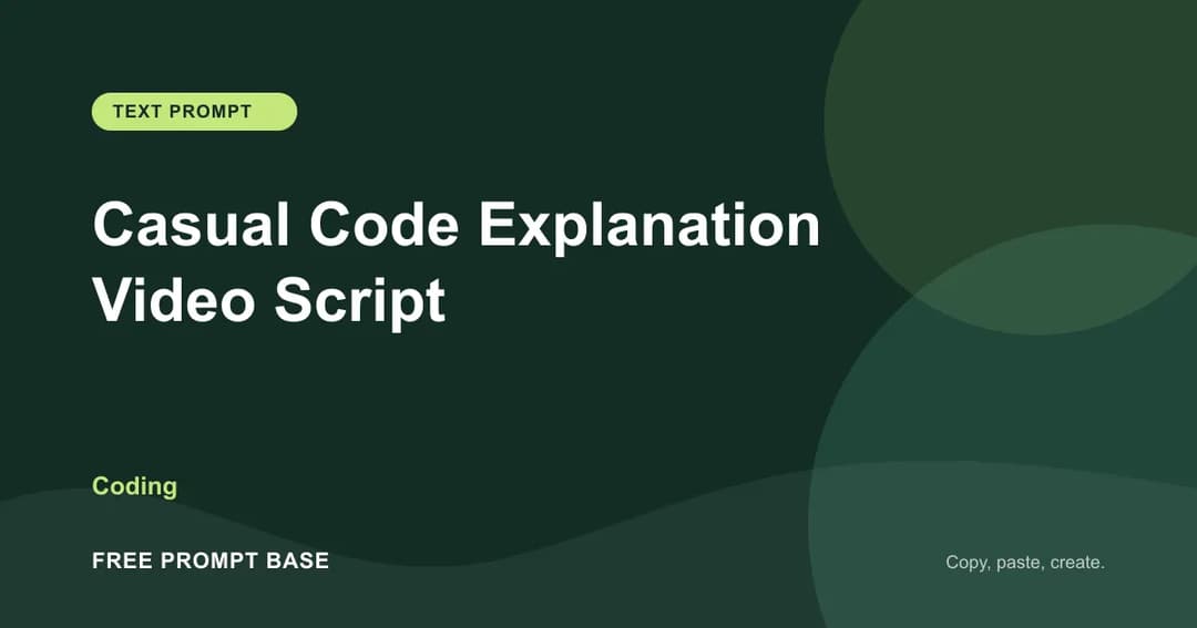 Casual Code Explanation Video Script AI prompt cover