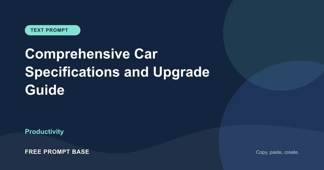 Comprehensive Car Specifications and Upgrade Guide AI prompt cover
