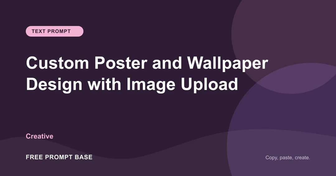 Custom Poster and Wallpaper Design with Image Upload AI prompt cover