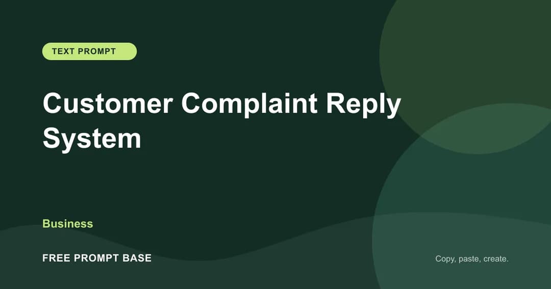 Customer Complaint Reply System AI prompt cover
