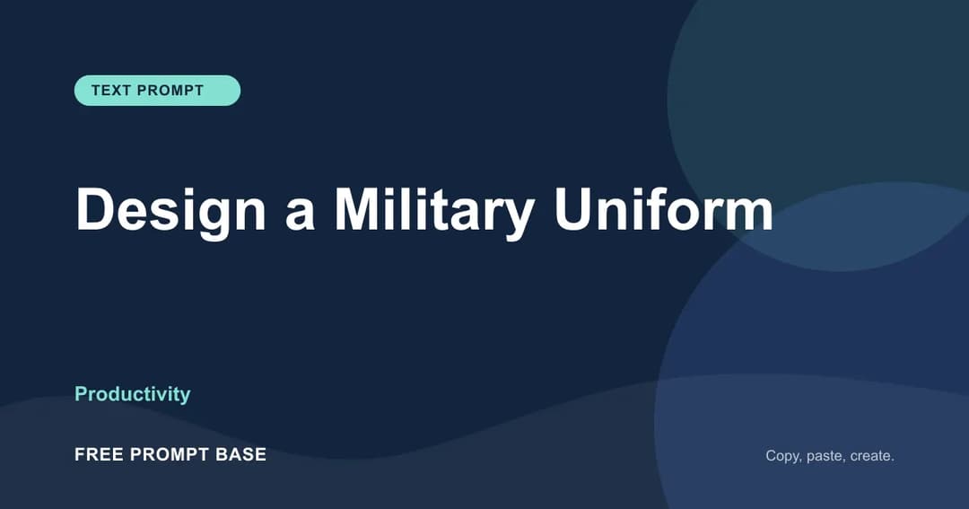 Design a Military Uniform AI prompt cover