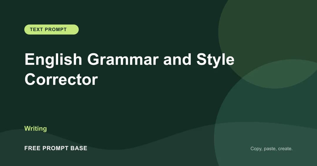 English Grammar and Style Corrector AI prompt cover