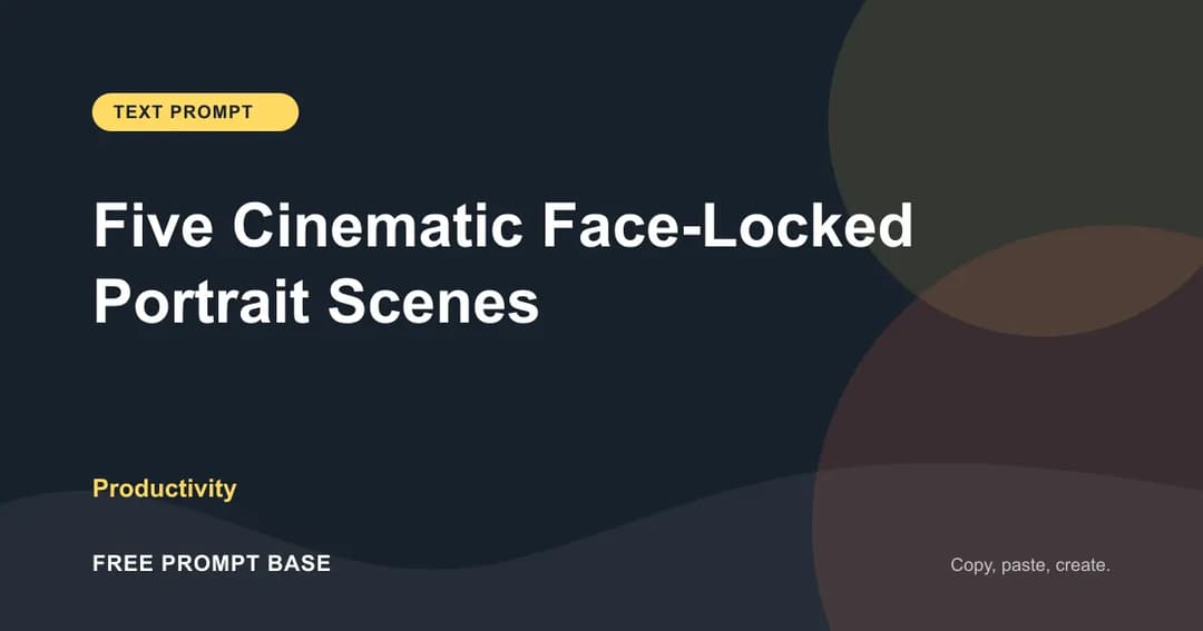 Five Cinematic Face-Locked Portrait Scenes AI prompt cover