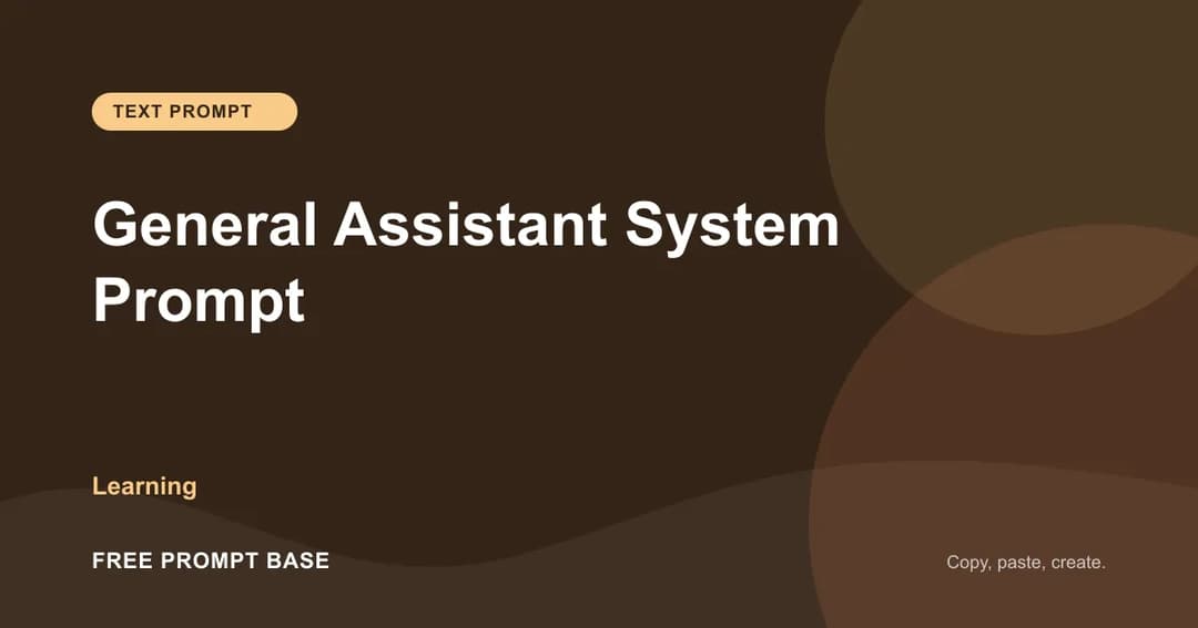 General Assistant System Prompt AI prompt cover
