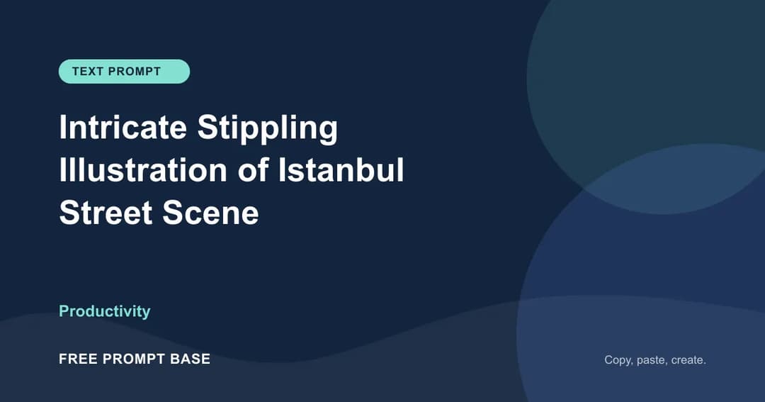 Intricate Stippling Illustration of Istanbul Street Scene AI prompt cover