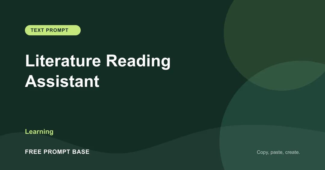 Literature Reading Assistant AI prompt cover
