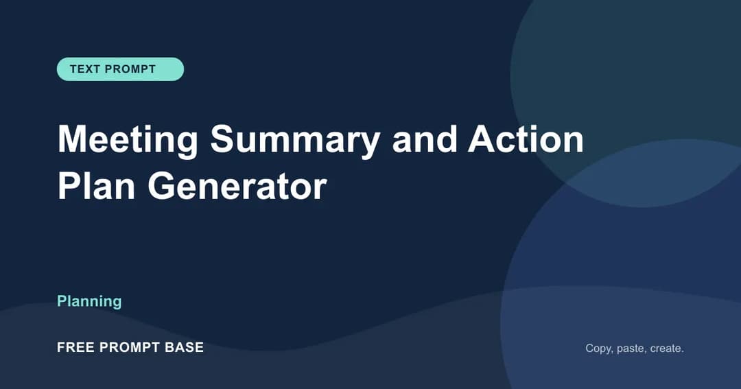 Meeting Summary and Action Plan Generator AI prompt cover