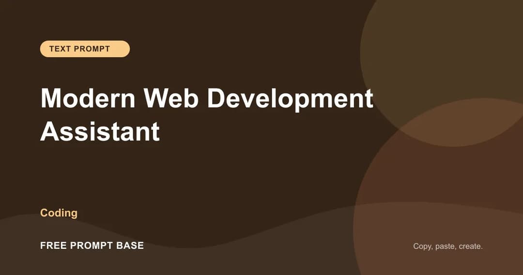 Modern Web Development Assistant AI prompt cover