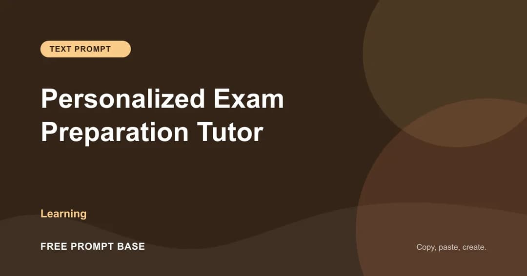 Personalized Exam Preparation Tutor AI prompt cover