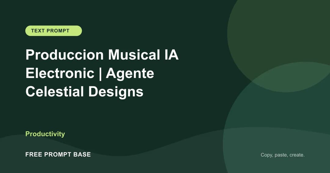 Produccion Musical IA Electronic | Agente Celestial Designs AI prompt cover