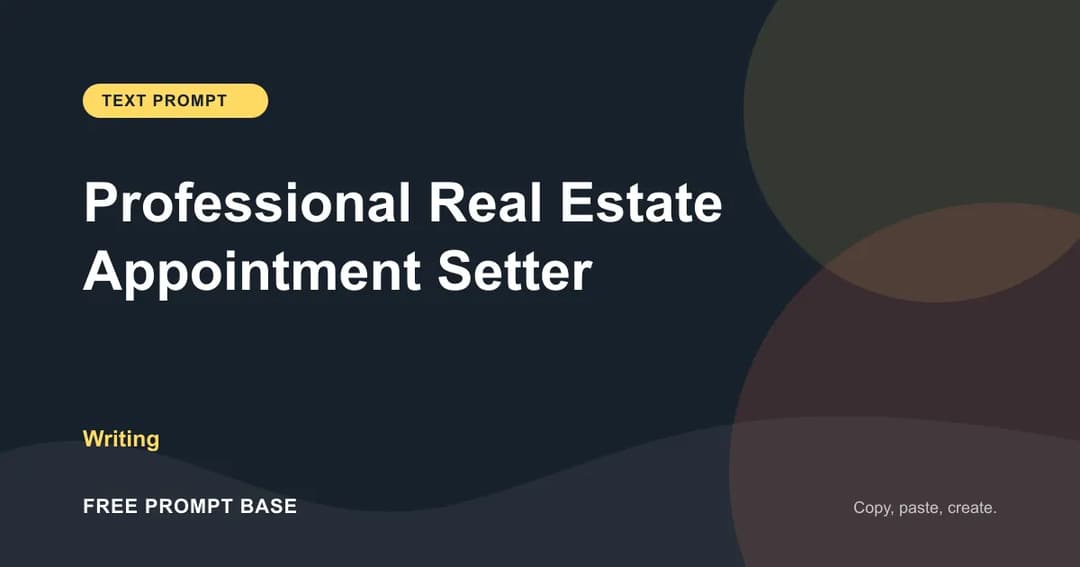 Professional Real Estate Appointment Setter AI prompt cover