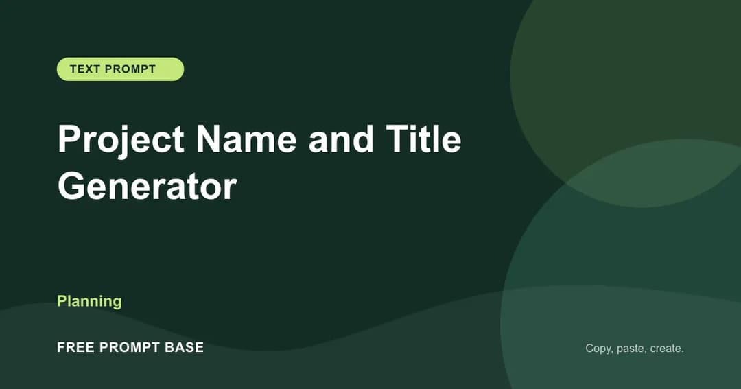 Project Name and Title Generator AI prompt cover