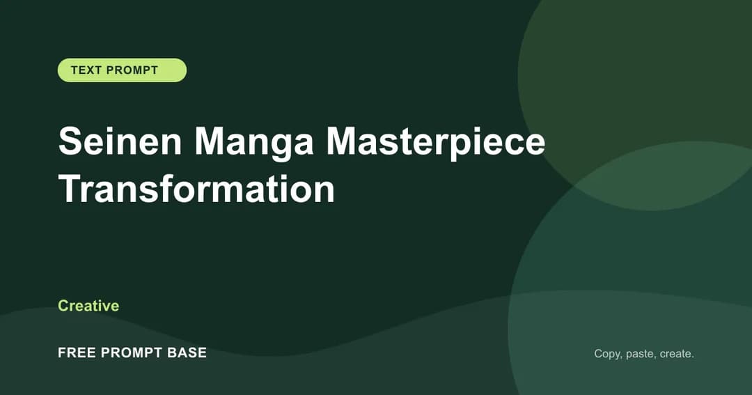Seinen Manga Masterpiece Transformation AI prompt cover