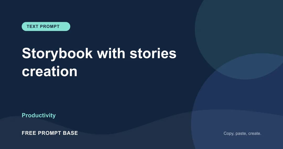 Storybook with stories creation AI prompt cover