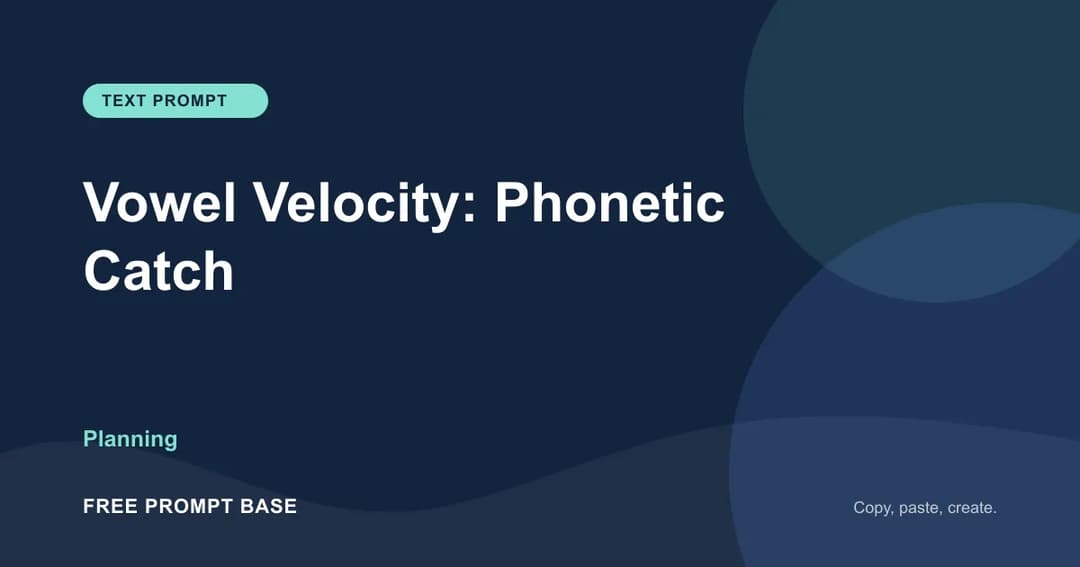 《Vowel Velocity: Phonetic Catch》 AI prompt cover