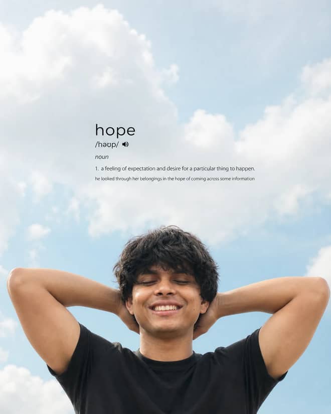 South Indian Man Hope Dictionary Typography Prompt