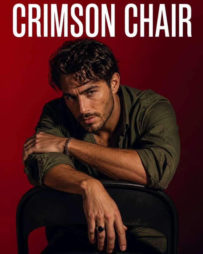 Crimson Chair Cinematic Editorial Portrait Prompt