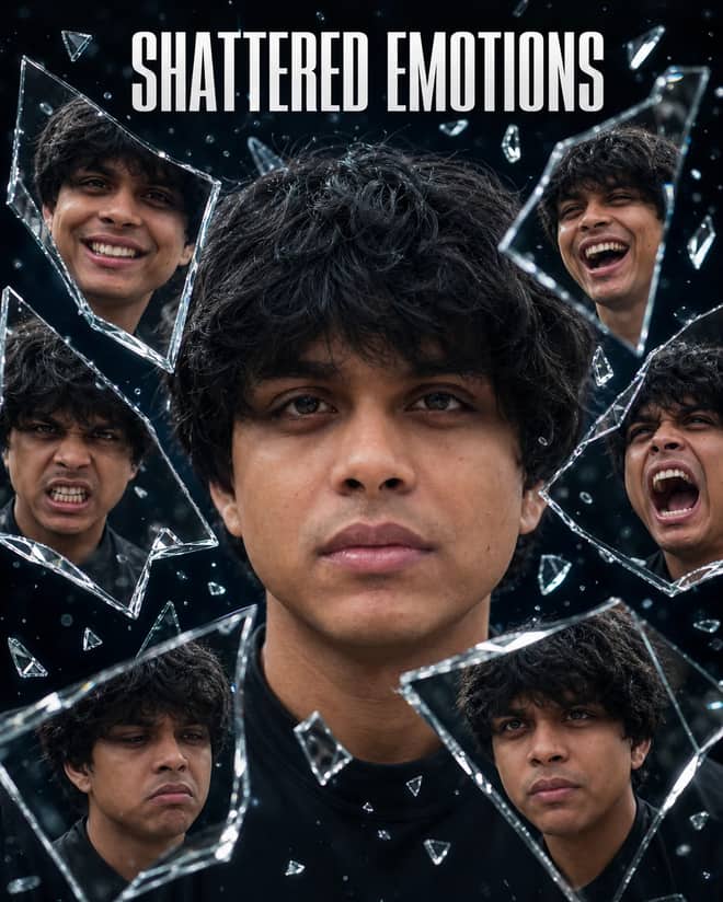 Shattered Mirror Emotion Portrait AI Photo Prompt