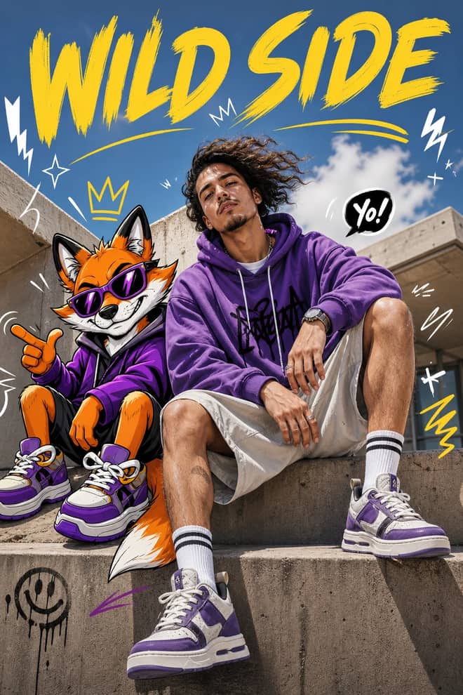 Streetwear Cartoon Animal Companion Photo Prompt