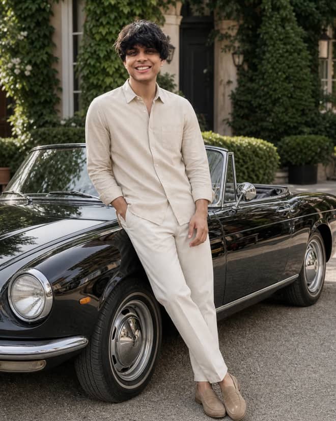 Beige Premium Shirt Fashion Campaign AI Prompt