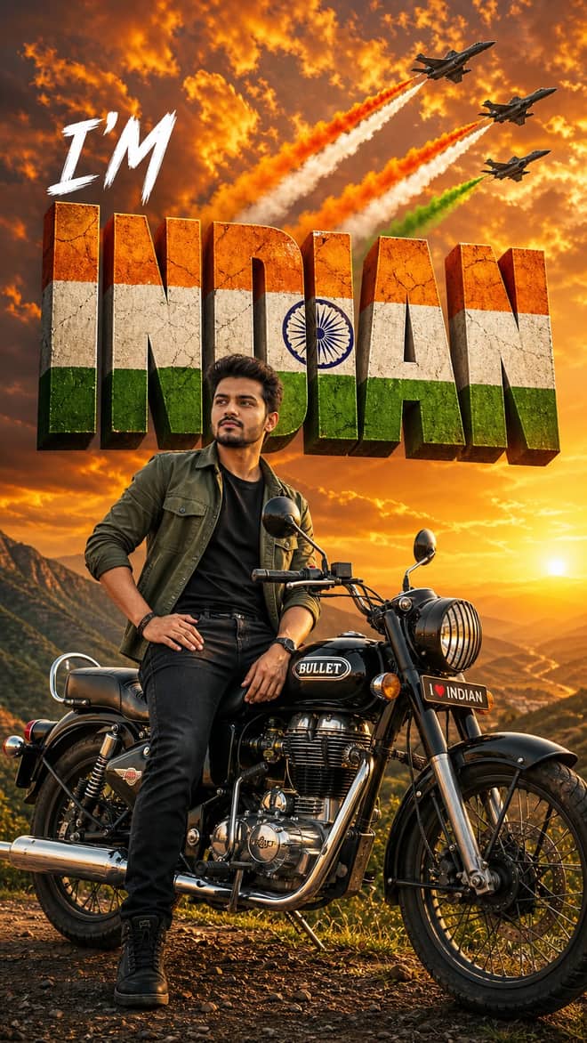 Patriotic Indian Motorcycle Poster AI Image Prompt