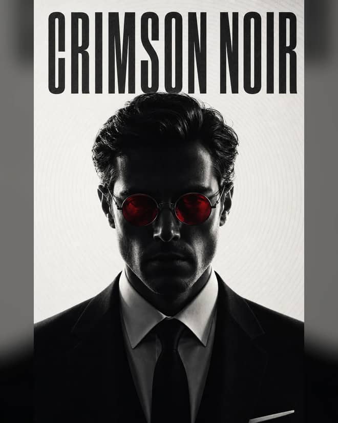 Crimson Lens Monochrome Neo-Noir Portrait Prompt