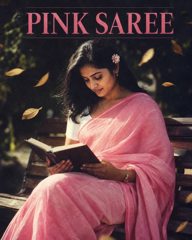 Pink Saree Holy Bible Vintage Bench Photo Prompt