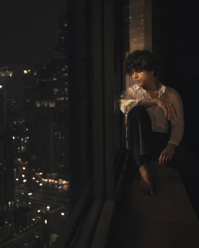 Penthouse Window Neo-Noir Portrait Photography Prompt