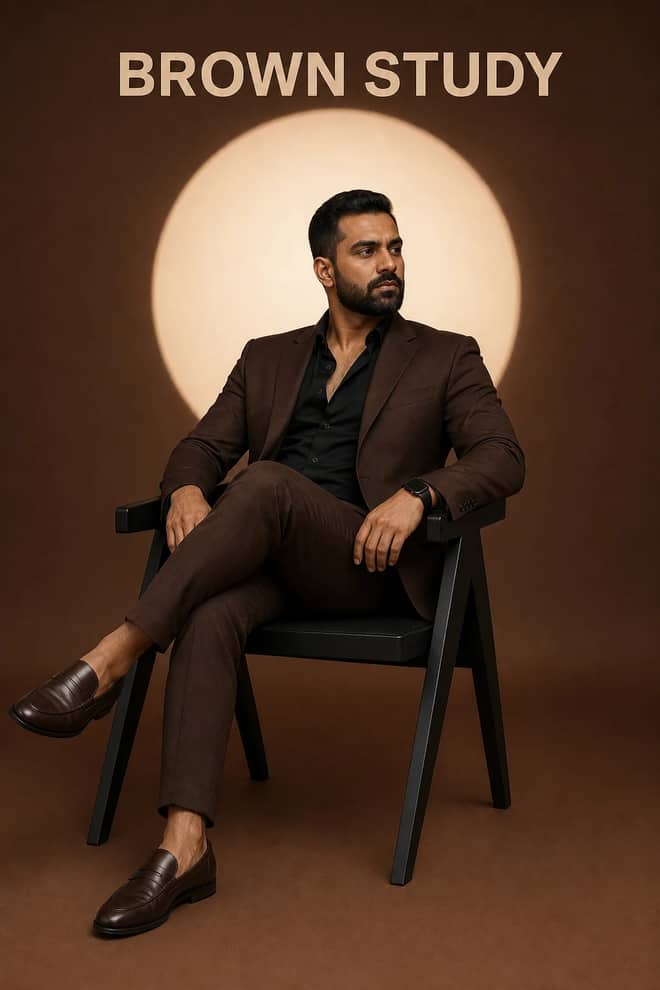 Monochrome Brown Luxury Studio Portrait Prompt