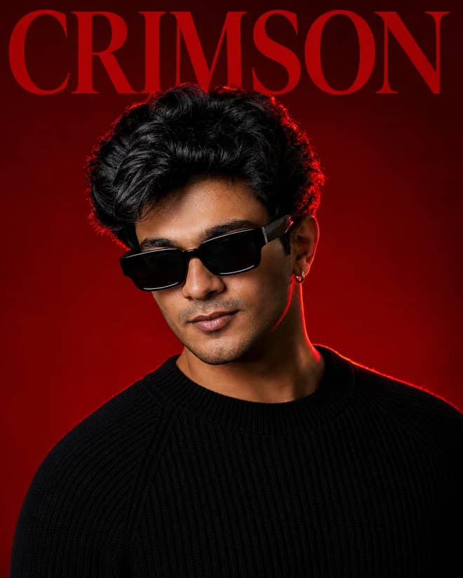 Crimson Studio Editorial Portrait Photo Prompt