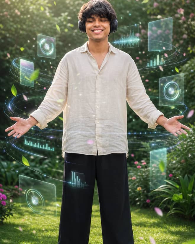 Centered Music Garden Hologram Portrait Prompt