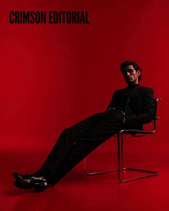 Crimson Red Minimalist Fashion Editorial Prompt