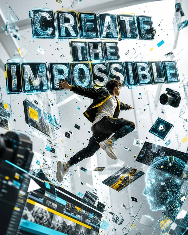 Create the Impossible Creative Tech Poster Prompt