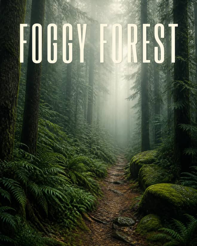 Cinematic Foggy Forest Color Grading Photo Prompt
