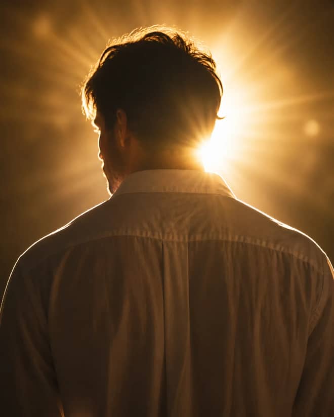 Golden Backlight Rear View Cinematic Portrait Prompt